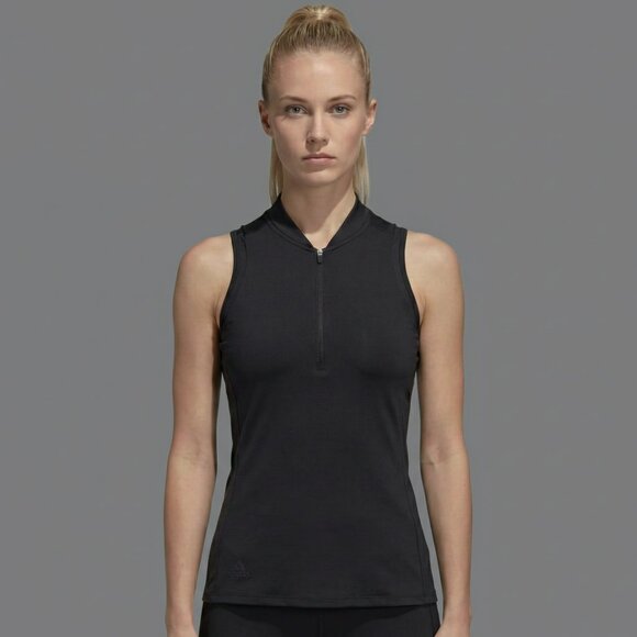 adidas Tops - Adidas Black Athletic Zip Tank Top Women’s Size S Elastic Glossy